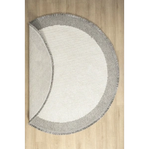 Beyaz Gri Yumuşak Daire Yuvarlak Halı Salon Mutfak Koridor Yolluk Dokuma Makine Halısı 0020 DAİRE