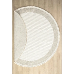 Beyaz Bej Yumuşak Yuvarlak Daire Halı Salon Mutfak Koridor Yolluk Dokuma Makine Halısı 0021 DAİRE
