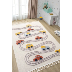Yumuşak Renkli Bukleli Araba Yolu Dokuma Halı Bebek Odası Çocuk Odası Genç Odası Halısı 10
