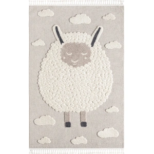 Krem Bej Yumuşak Bukleli Figürlü Dokuma Halı Bebek Odası Çocuk Odası Genç Odası Halısı 21