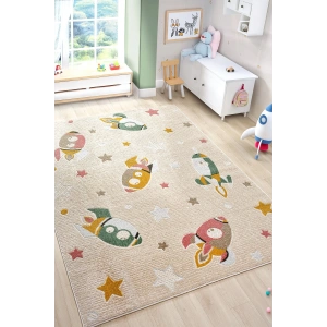 Yumuşak Dokuma Halı Leke Tutmaz Uçak Roket Figürlü Bebek Odası Çocuk Odası Genç Odası Halısı ROKET