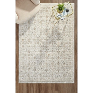 Eskitme Vintage Çiçekli Halı Bambu Polyester Oturma Odası Salon Mutfak Halısı 4