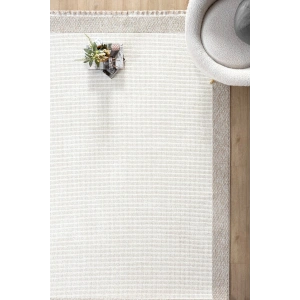 Beyaz Bej Yumuşak Yapılı Bordürlü Dokuma Halı Salon Mutfak Koridor Yolluk Dokuma Makine Halısı OO21