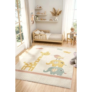Yumuşak Dokuma Halı Zürafa Fil Figürlü Leke Tutmaz Bebek Odası Çocuk Odası Genç Odası Halısı FİL