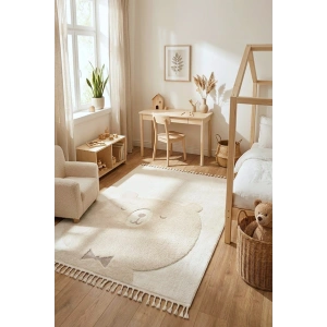 Krem Ayıcıklı Bebek Çocuk Odası Halısı Yumuşak Leke Tutmaz Antialerjik 24