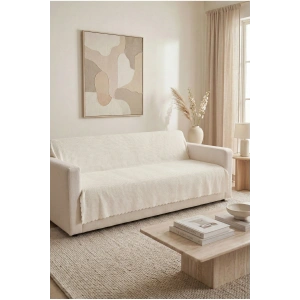 Bambu Beyaz Yumuşak Koltuk Örtüsü Kayma Yapmaz Yıkanabilir Süngerli ( 170x210) NOKTA BEYAZ