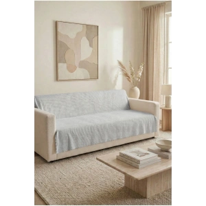 Bambu Gri Yumuşak Koltuk Örtüsü Kayma Yapmaz Yıkanabilir Süngerli ( 170x210) NOKTA GRİ