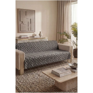 Bambu Anthrazit Yumuşak Koltuk Örtüsü Kayma Yapmaz Yıkanabilir Süngerli ( 170x210) ZİGZAG ANTHRAZİT