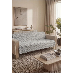 Bambu Gri Yumuşak Koltuk Örtüsü Kayma Yapmaz Yıkanabilir Süngerli ( 170x210) ZİGZAG GRİ