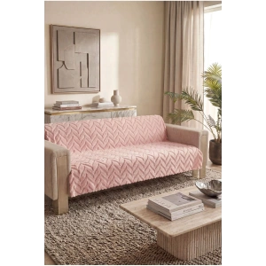 Bambu Pembe Yumuşak Koltuk Örtüsü Kayma Yapmaz Yıkanabilir Süngerli ( 170x210) ZİGZAG PEMBE