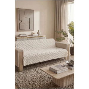 Bambu Beyaz Yumuşak Koltuk Örtüsü Kayma Yapmaz Yıkanabilir Süngerli ( 170x210) ZİGZAG BEYAZ