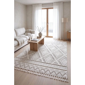 Krem Renk Modern Dokuma Halı Bukleli Yumuşak Halı Oturma Odası Salon Mutfak Antre Yolluk Halısı ICE