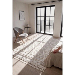Krem Renk Modern Dokuma Halı Bukleli Yumuşak Halı Oturma Odası Salon Mutfak Antre Yolluk Halısı ICE
