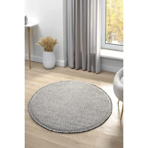 Gri Daire Yuvarlak Modern Dokuma Halı Bukleli GRİ DAİRE