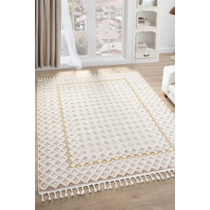 Krem Modern Dokuma Halı Yolluk Antre Hol Oturma Odası Salon Mutfak Halısı