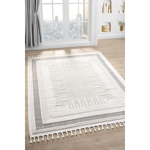 Dokuma Halı Krem Gri Yolluk Antre Oturma Odası Salon Mutfak Halısı