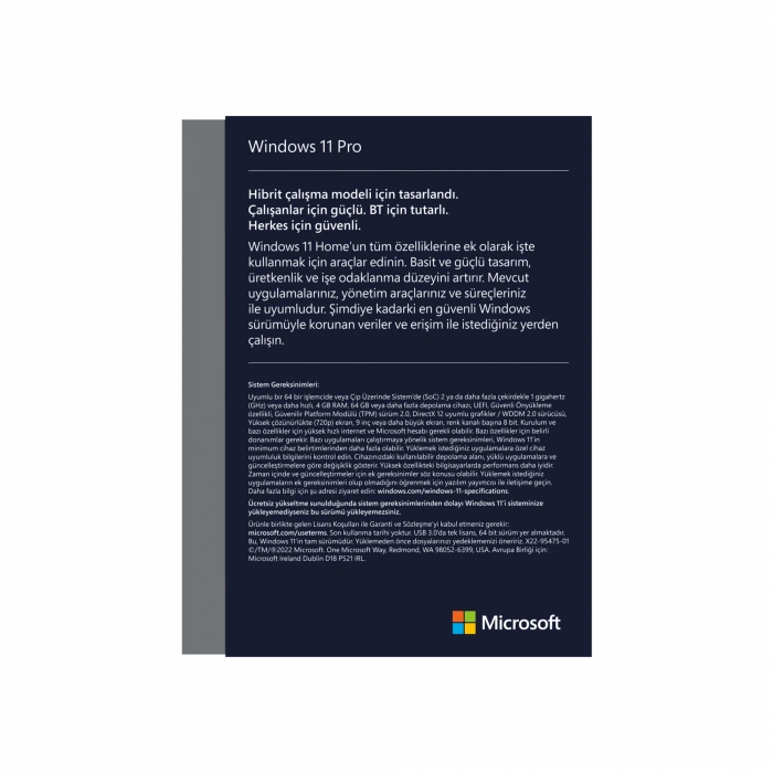 MICROSOFT Windows 11 Pro OEM 64Bit Türkçe Bilgisayar Çevre Birimleri