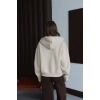 3 iplik şardonlu kapşonlu hoodie frm bej p510437