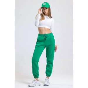 3 iplik şardonlu paça lastikli eşofman yeşil is001