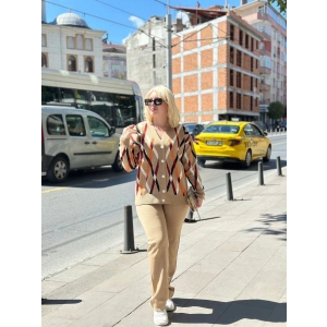 Hırka pantolon alt üst triko takım vizon