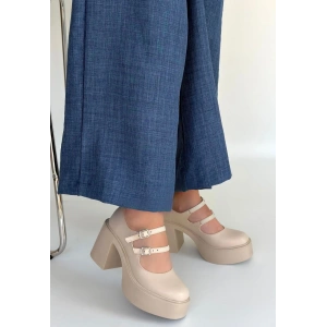 Jarlo Bej Cilt Dolgu Topuk Ayakkabı