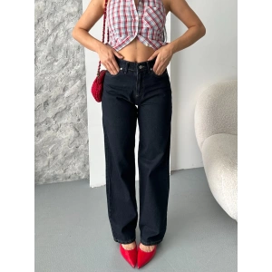 Palazzo süper taş enzim tint yıkama koyu lacivert jeans pantolon d2008