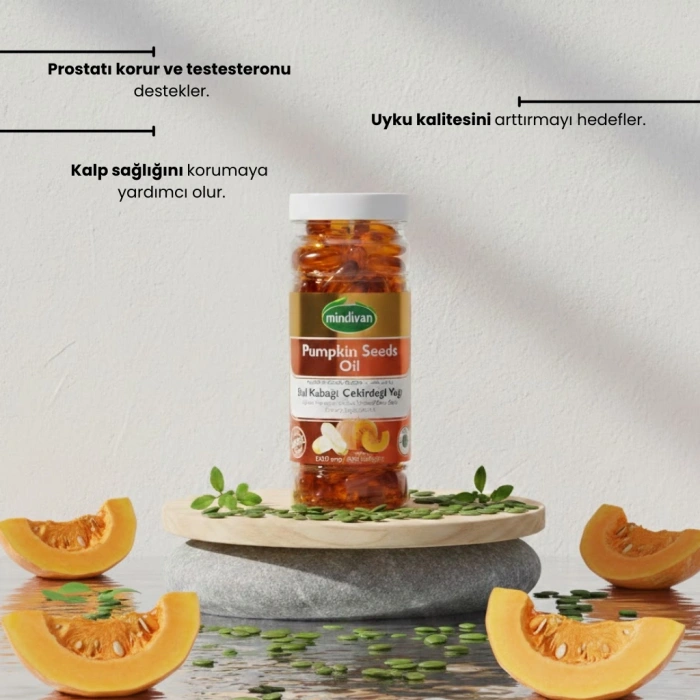 Mindivan Kabak Çekirdeği Yağı (Pumpkin Seed Oil) 100Softgel – Doğal Destek