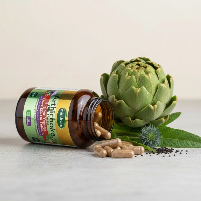 Mindivan Enginar Yaprağı ve Deve Dikeni Tohumu 60 Kapsül - Karaciğer Destek Kompleksi