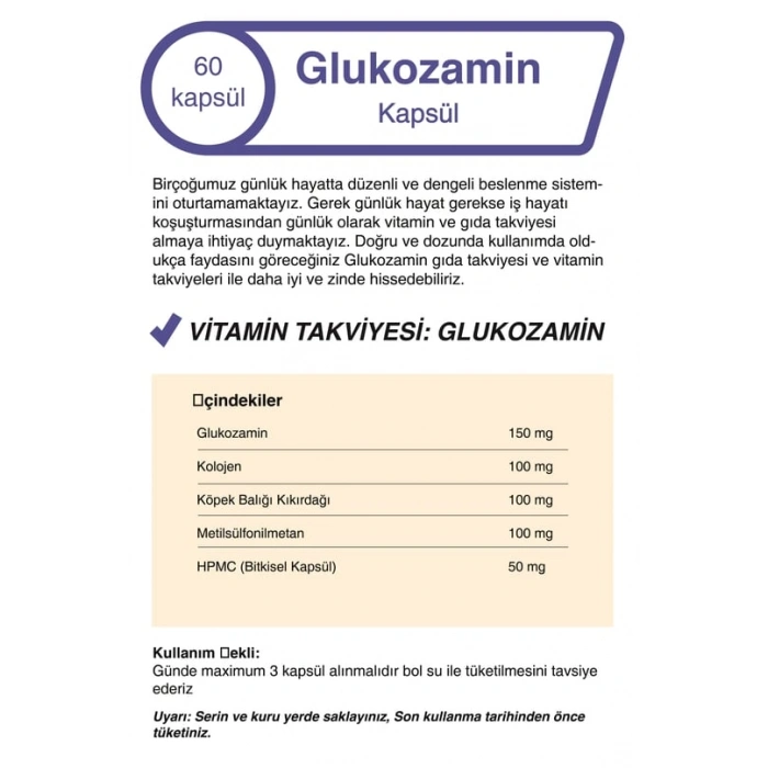 Mindivan Glukozamin Köpek Balığı Kıkırdağı ve Kolajen 60 Kapsül - Eklem ve Kıkırdak Destek Kompleksi