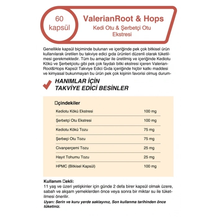 Mindivan Kediotu Kökü & Şerbetçi Otu 60 Kapsül - Rahatlatıcı ve Uyku Destekleyici