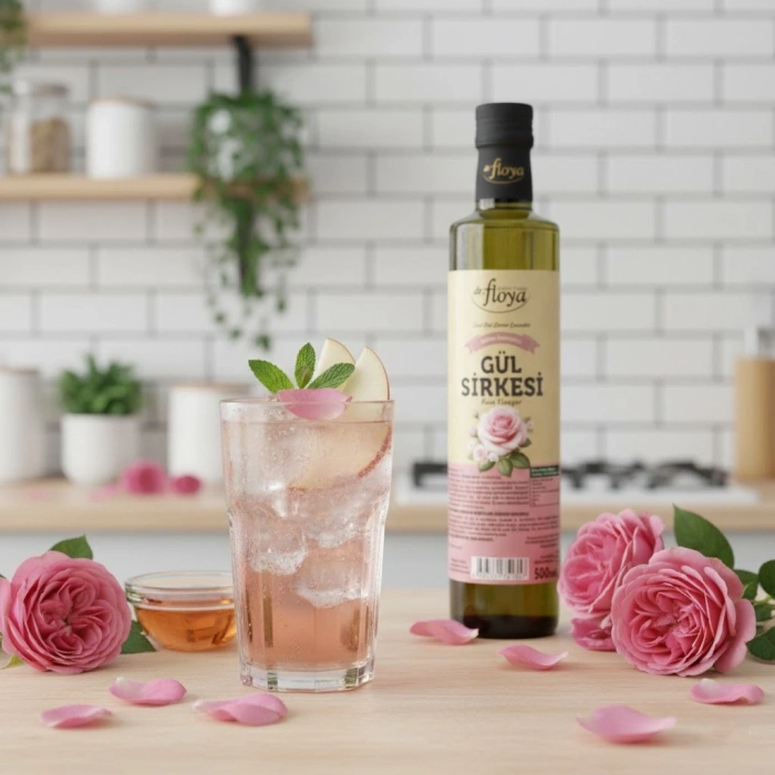 Dr. Floya Doğal Fermente Gül Sirkesi - 500 ml - Isparta Gülleri ile Geleneksel Yöntem