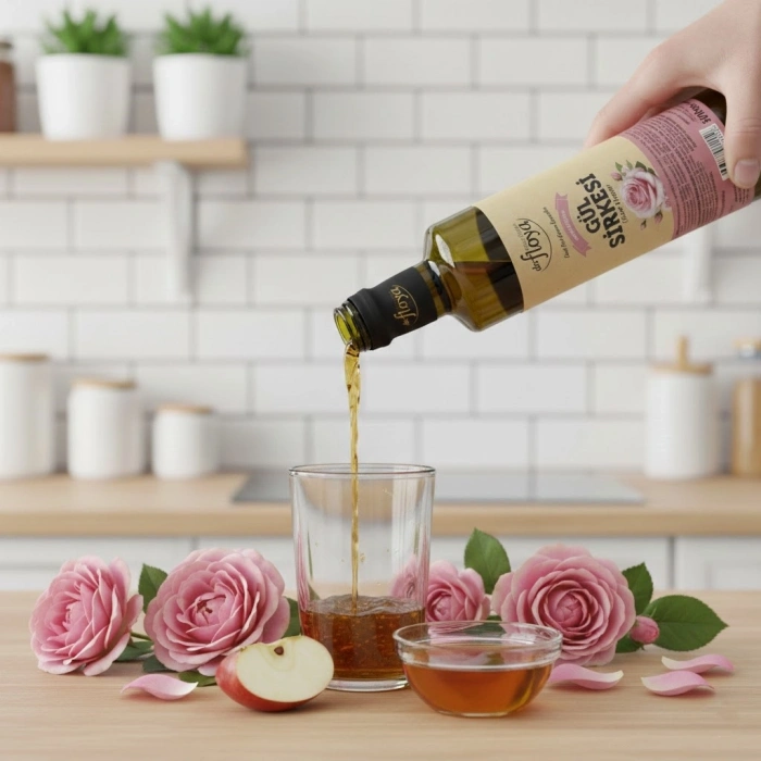 Dr. Floya Doğal Fermente Gül Sirkesi - 500 ml - Isparta Gülleri ile Geleneksel Yöntem