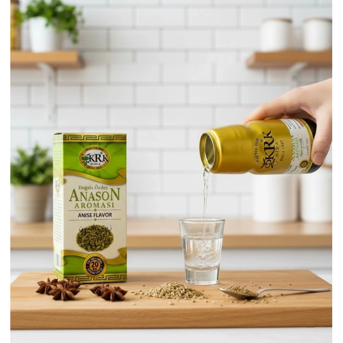 KRK Yoğun Anason Aroması – 20ml - Ev Yapımı İçecekler İçin Tam Beyazlayan Konsantre Esans
