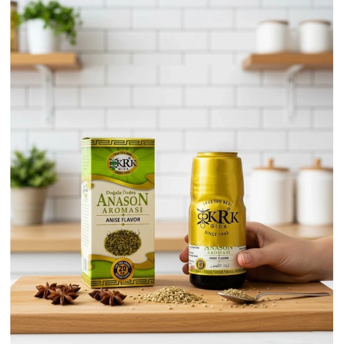 KRK Yoğun Anason Aroması – 20ml - Ev Yapımı İçecekler İçin Tam Beyazlayan Konsantre Esans