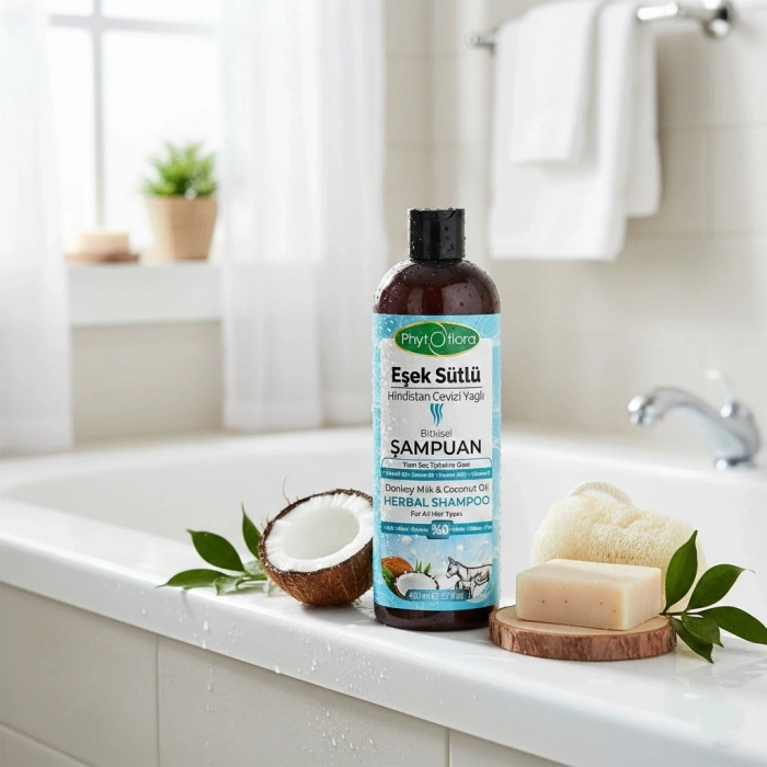 Phytoflora Eşek Sütlü & Hindistan Cevizi Yağlı Bitkisel Şampuan - Tüm Saç Tipleri İçin 400 ml