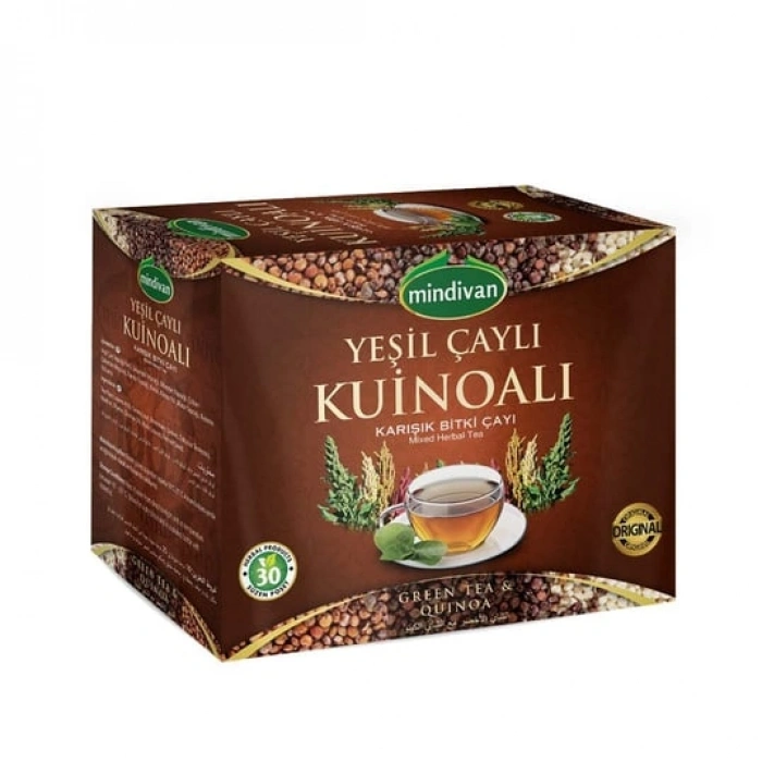Mindivan Yeşil Çaylı Kinoa Karışık Bitki Çayı – 30 Süzen Poşet (Fit Yaşam Rutini İçin)