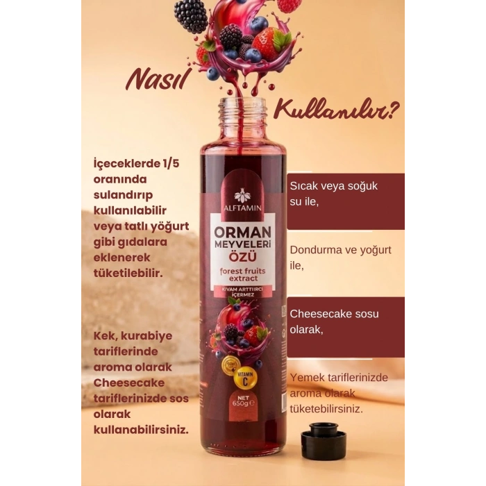 Alftamin Orman Meyveleri Özü 650g – Doğal Meyve Özü, Kıvam Artırıcı İçermez, C Vitamini Kaynağı
