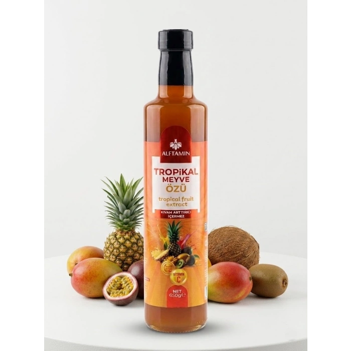 Alftamin Tropikal Meyve Özü 650 gr - Doğal İçerikli, Vitamin C İlaveli Karışık Meyve Özü