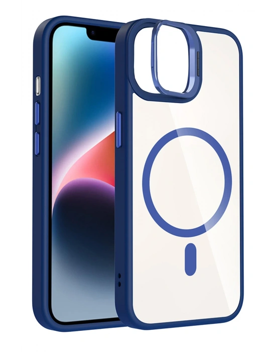 Joko Apple iPhone 11 Remim Lensli Magsafe Standlı Kapak - Lacivert