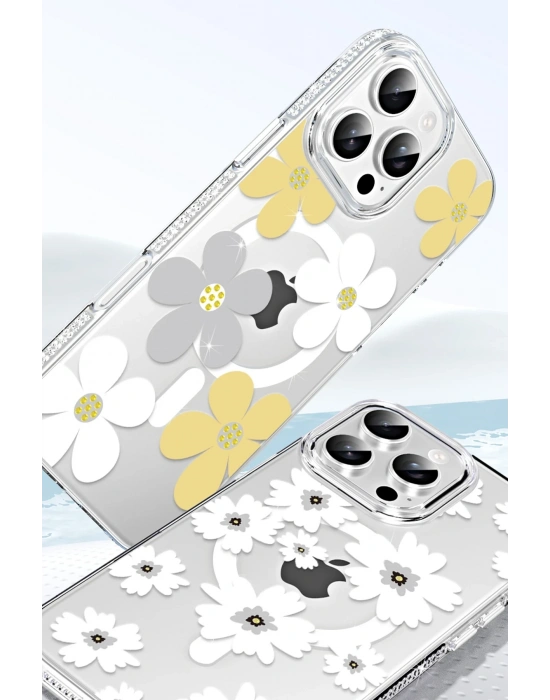 Joko Apple iPhone 14 Pro Max Floral Magsafe Kapak - Turuncu