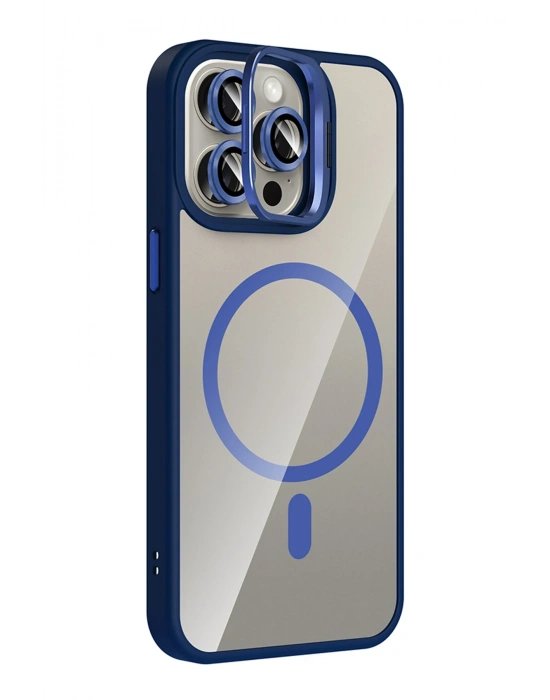 Joko Apple iPhone 14 Pro Max Remim Lensli Magsafe Standlı Kapak - Lacivert