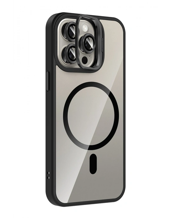 Joko Apple iPhone 14 Pro Max Remim Lensli Magsafe Standlı Kapak - Siyah