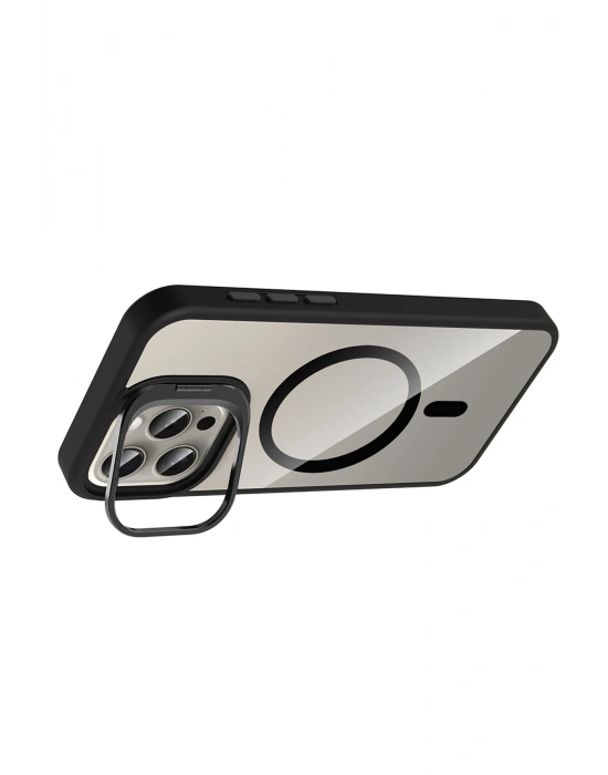 Joko Apple iPhone 14 Pro Max Remim Lensli Magsafe Standlı Kapak - Siyah