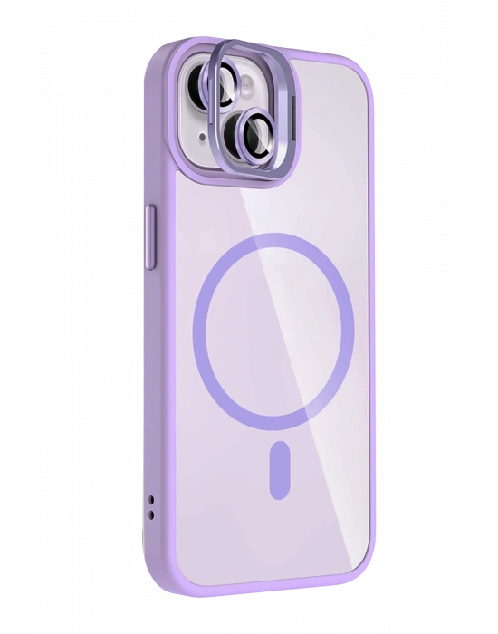 Joko Apple iPhone 14 Remim Lensli Magsafe Standlı Kapak - Lila