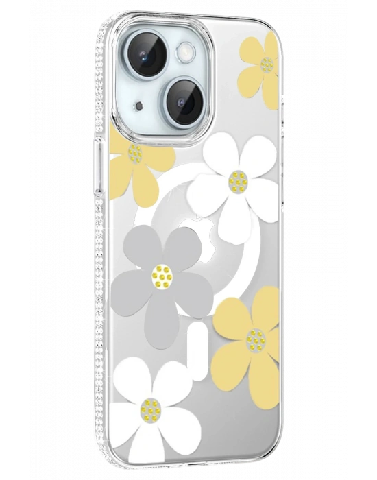 Joko Apple iPhone 15 Floral Magsafe Kapak - Sarı