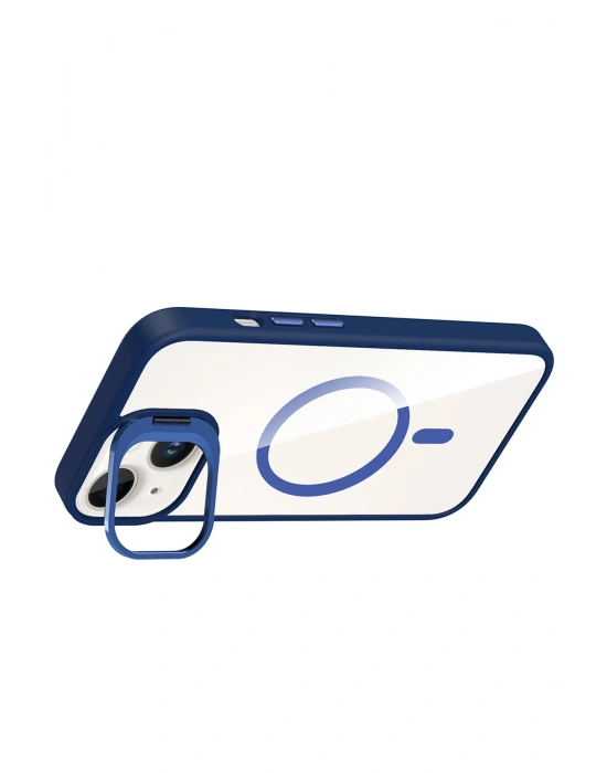 Joko Apple iPhone 15 Plus Remim Lensli Magsafe Standlı Kapak - Lacivert