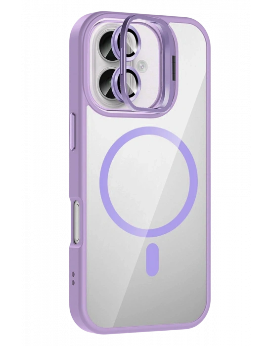 Joko Apple iPhone 16 Plus Remim Lensli Magsafe Standlı Kapak - Lila