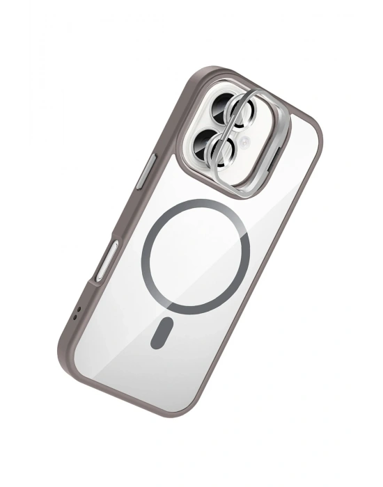 Joko Apple iPhone 16 Plus Remim Lensli Magsafe Standlı Kapak - Titan Gri
