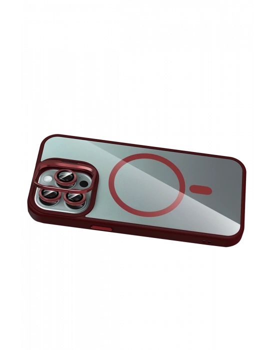 Joko Apple iPhone 16 Pro Remim Lensli Magsafe Standlı Kapak - Bordo