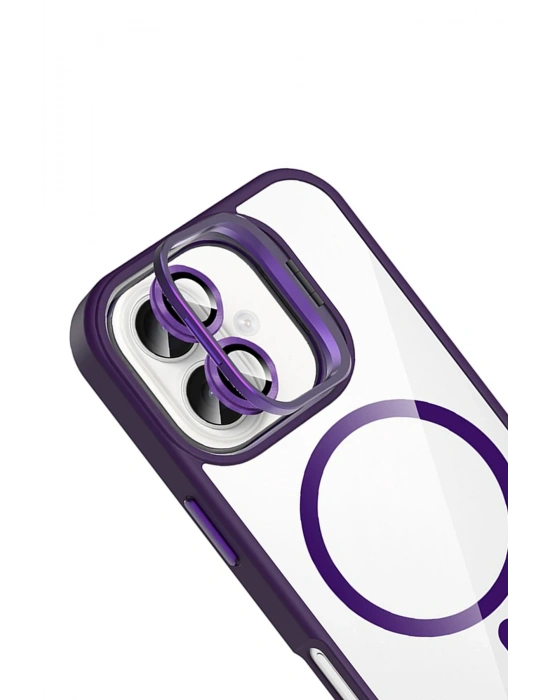 Joko Apple iPhone 16 Remim Lensli Magsafe Standlı Kapak - Derin Mor